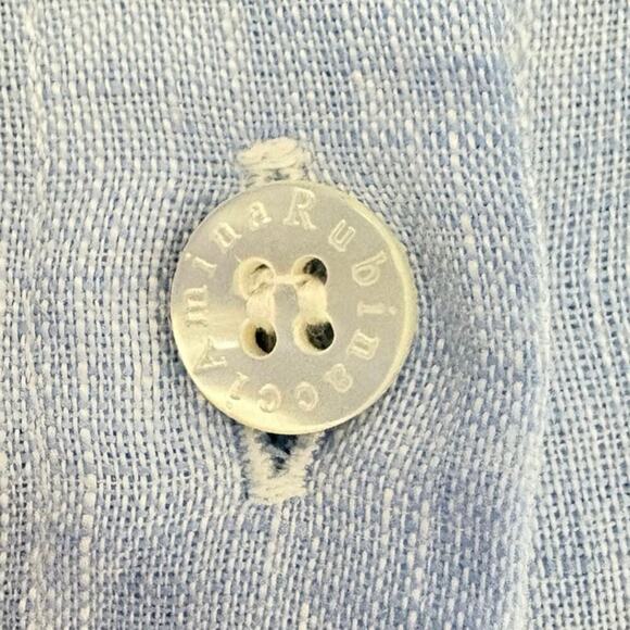 Amina Rubinacci 100% Linen Tunic Top Back Button Up Baby Blue 3/4 Sleeves Size M - Picture 4 of 6